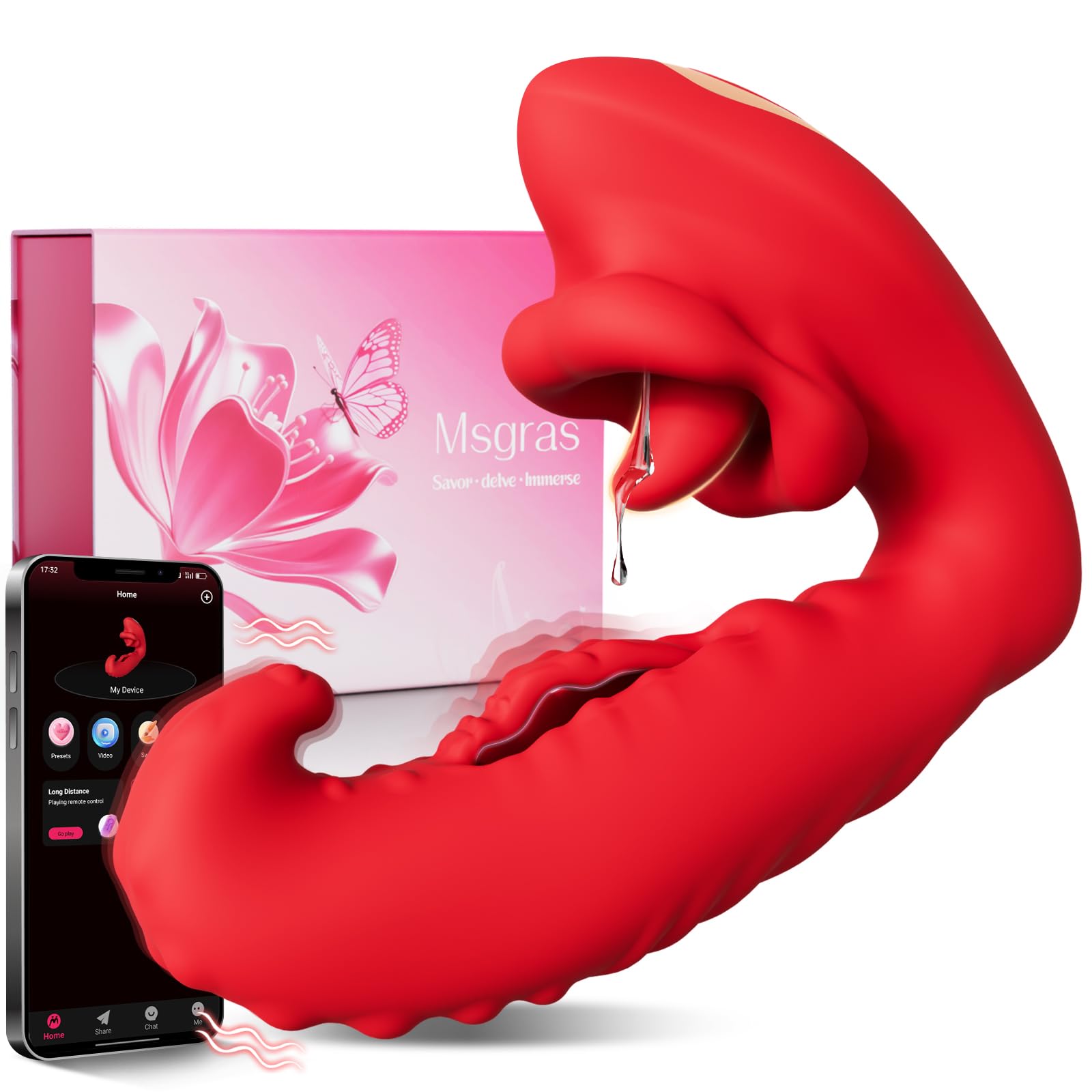 G-spot Vibrator Sex Toys - 3 in 1 Rotating Tongue Clitoral Vibrators with 7 Licking Flapping Vibrating Modes