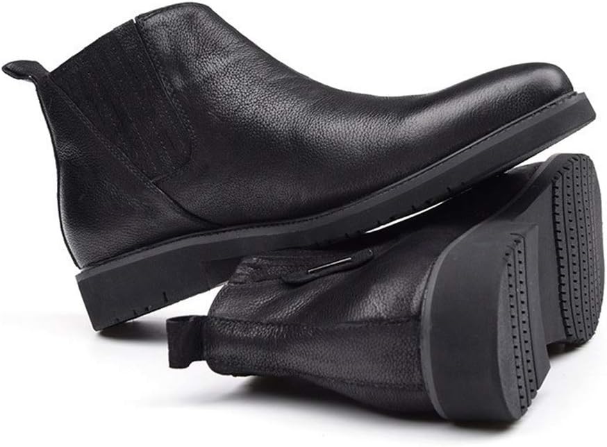 Rui Landed Chelsea Ankle Boot for Men High Top Work Boot Pull On Style Premium Genuine Leather Business Elastic Strap Round Toe Retro Colors (Color : Black, Size : 9 M US)