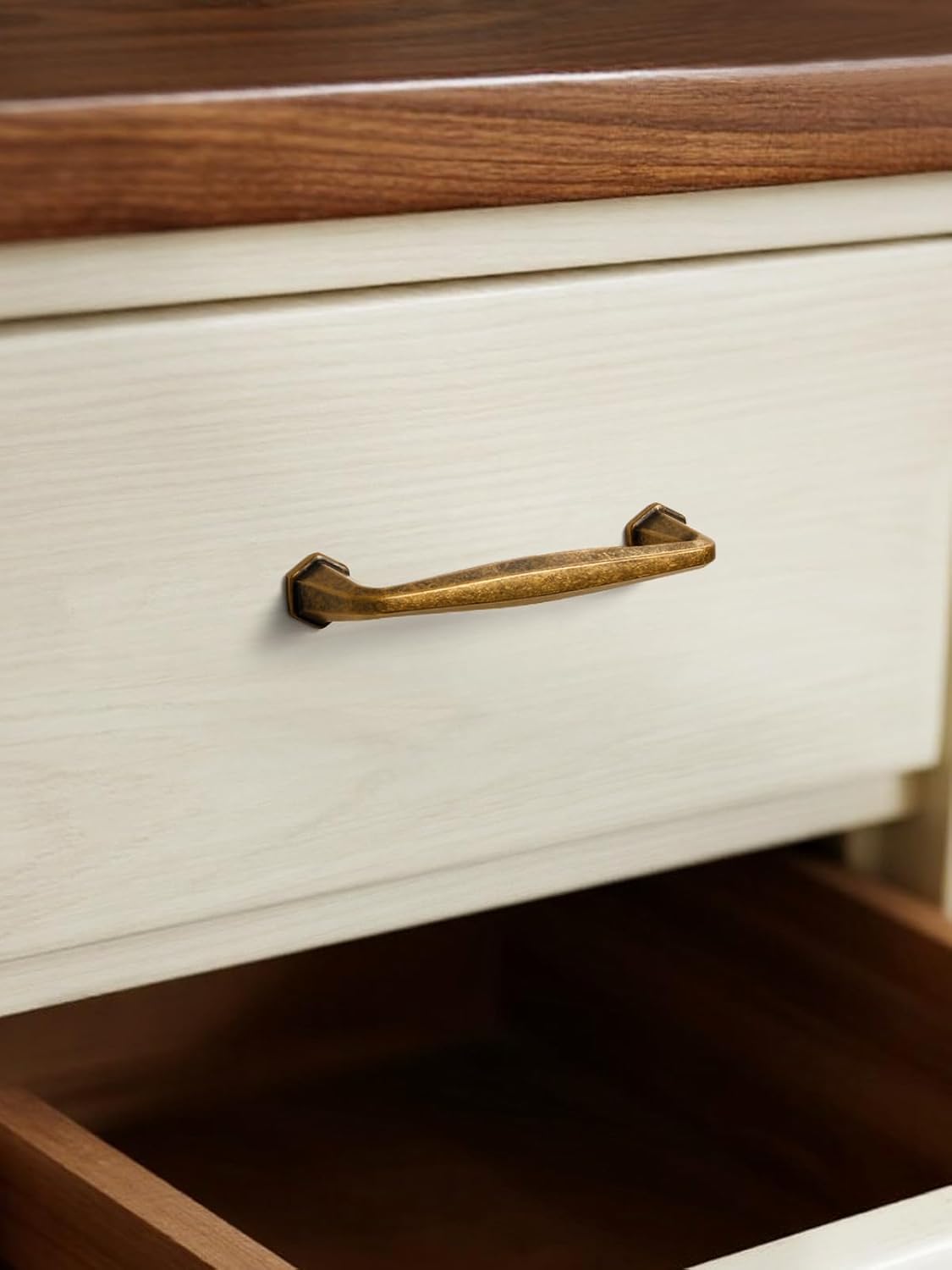 10 Pack Antique Brass Cabinet Pulls 3.75" Hole Center Vintage Drawer Pulls Dresser Handles Hardware Bathroom Zinc Alloy