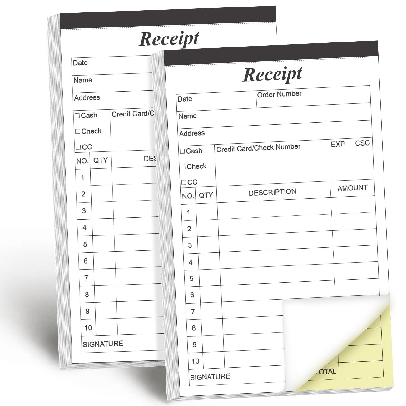 Cuadernos de recibos autocopiativos en 2 partes de 4x6 pulgadas para facturas 8