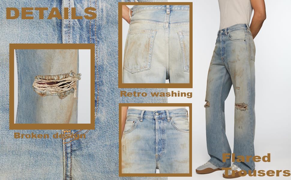 Unisex Y2K Baggy Jeans Loose Fit Ripped Distressed Jean Relaxed Skateboard Denim Pants with Holes4