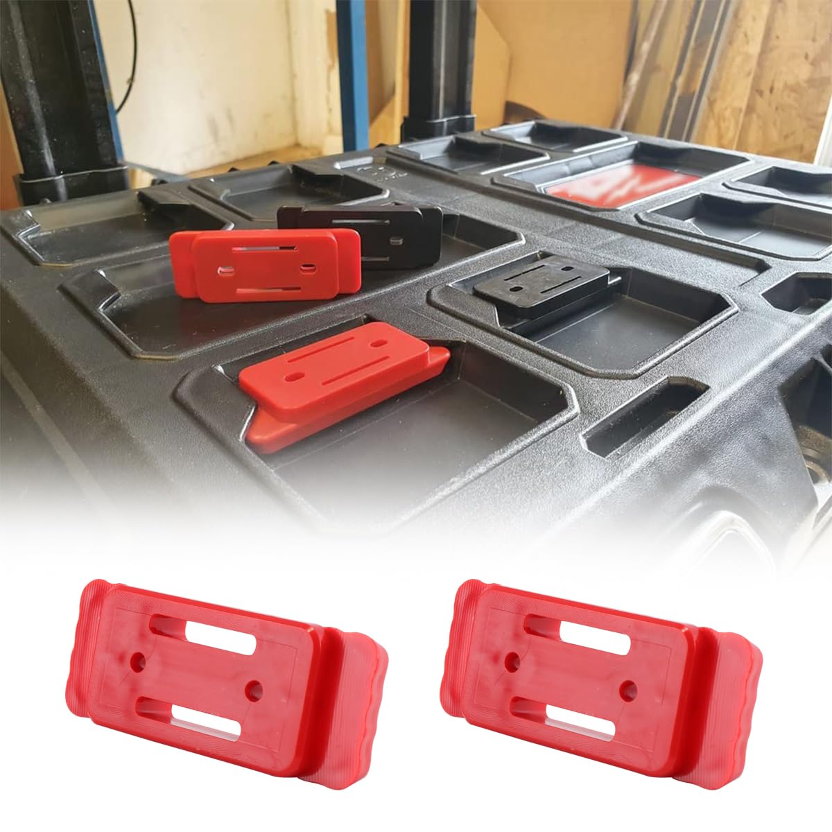 Pieds de fixation (rouges) - Fixation robuste pour boîte à outils - Assemblage sûr et stable - Compatible avec le système Packout - Lot de 10