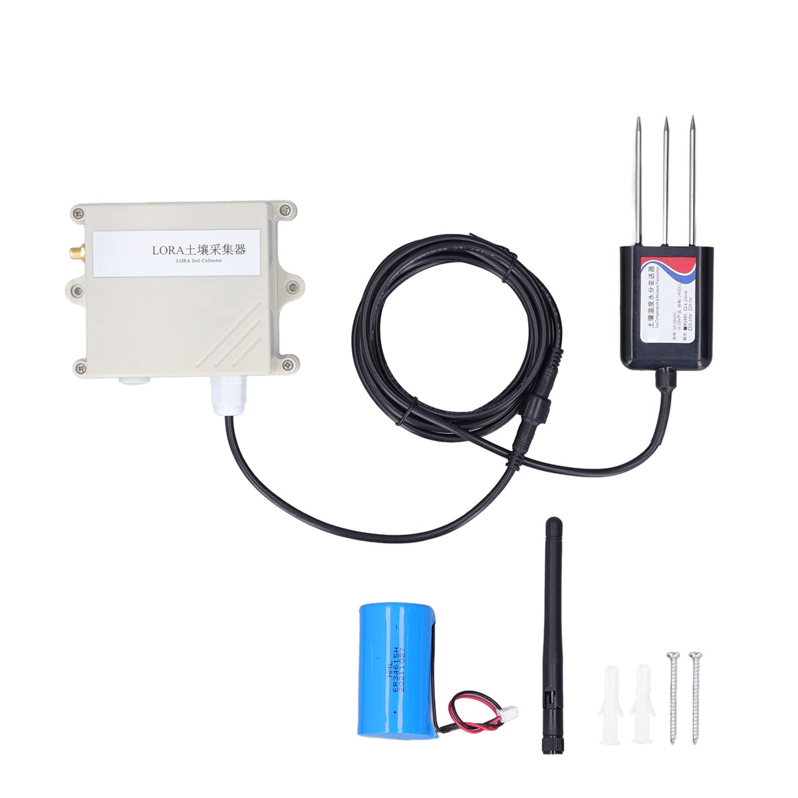 Transmisor de Sensor de Suelo Sensor Inalámbrico de Humedad del Suelo RS485 con Monitoreo de Temperatura Alcance de 3000 M IP65 ABS Carcasa Impermeable para Usuarios de Invernaderos de