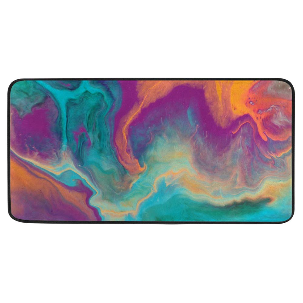 Tapis de cuisine rembourré et épais motif aquarelle abstraite 45x120cm