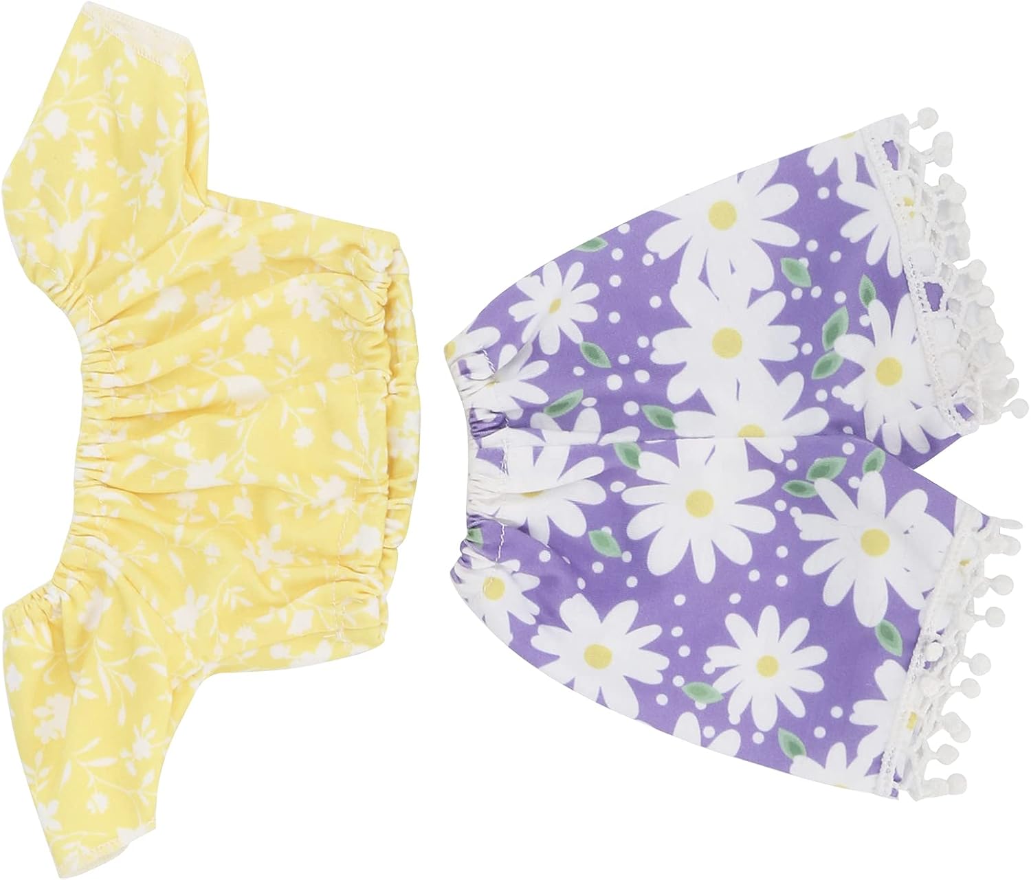 HEEPDD Doll Clothes, for Dolls, Handcrafted Fabric Flower Pattern Outfit for Girls Birthday Gift Doll Clothes, Colorful Stylish Dress Set Nan Children's Toys (Q18-775 Yellow and Purple Daisies)