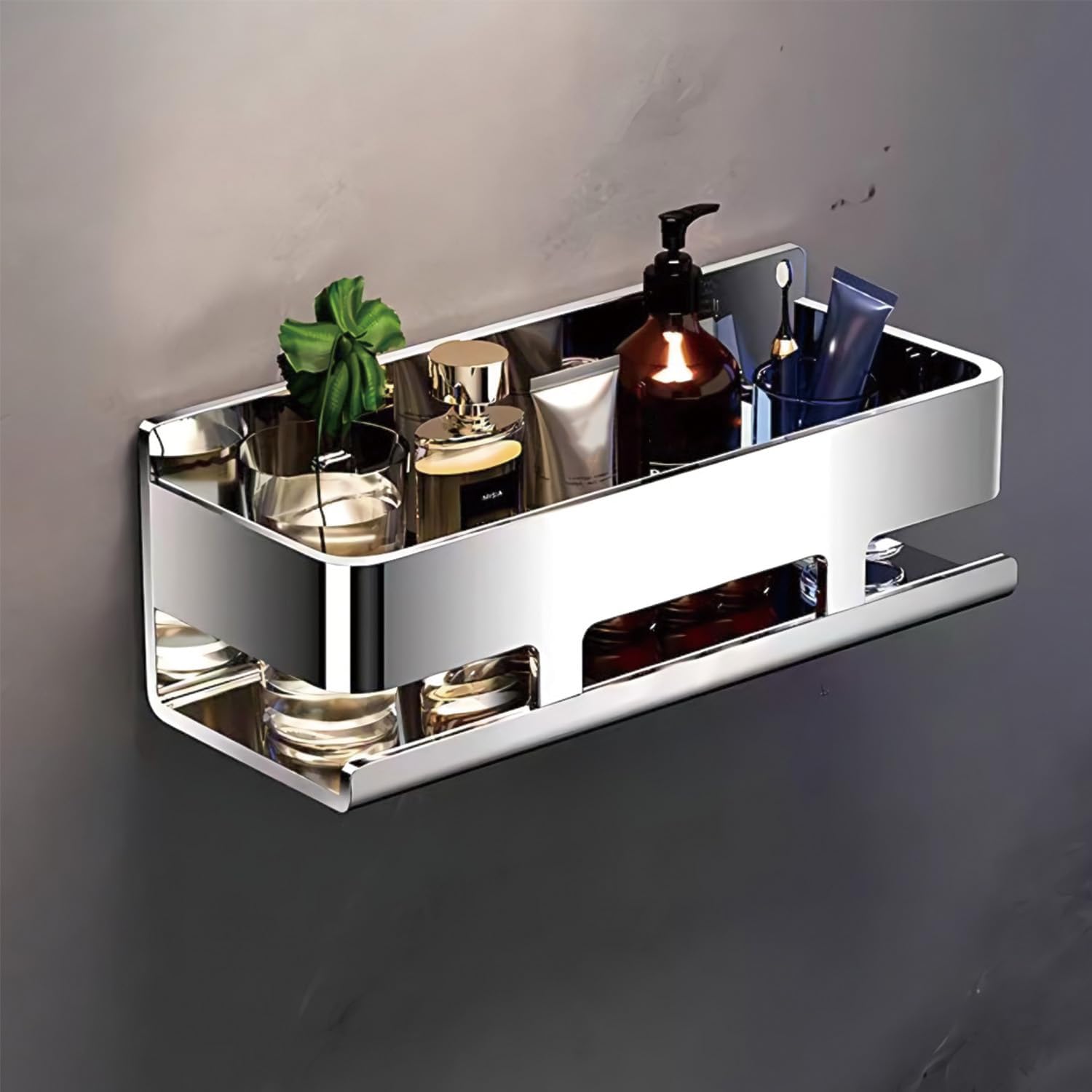 7.87 Inch / 20 CM Drilling 304 Stainless Steel Bathroom Shower Caddy Chrome Water Proof Bathroom Storage for Soap Shampoo Shower Shelf Wall Storage for Kitchen