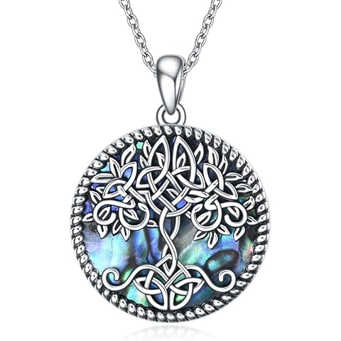 CUPENDA Tree of Life Necklace 925Sterling Silver Abalone Shell Celtic Knot Tree Pendant Life Shell Jewellery Ladies Birthday Gifts Cover
