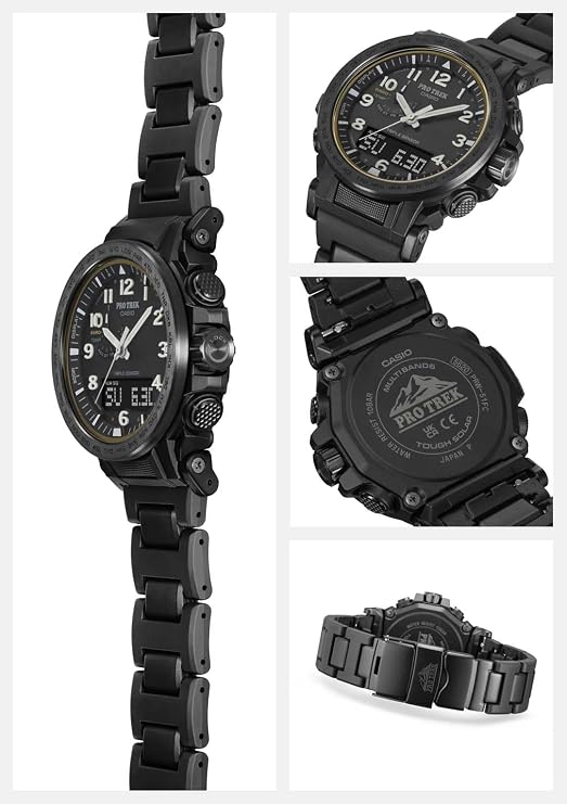 Casio Pro Trek Watch Domestic Genuine ProductClimber Line, Radio-Controlled, Solar Powered, Biomass Plastic Used PRW-51FC-1JF Men's, Black