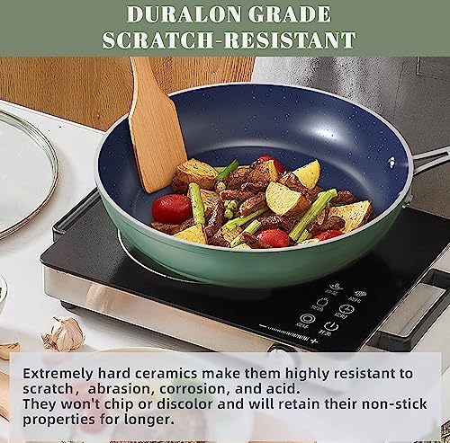 Image of Nuwave 9pc Cookware Set Healthy Duralon Blue Ceramic Nonstick Coated