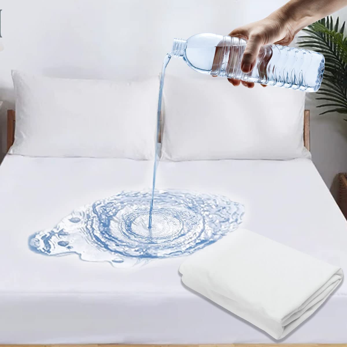 Almineez Terry Towel Waterproof Fitted Bed Sheet Mattress Protectors Topper Cover Breathable Super Absorbent Stain Proof Anti-Allergenic & Non-Noisy (Single)