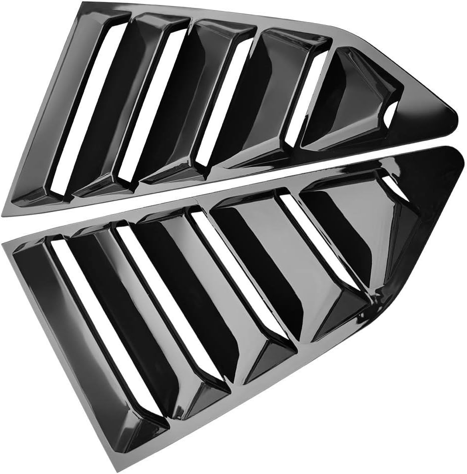 FREEMOTOR802 Side Quarter Window Louvers, Compatible with 2016-2024 Chevrolet Camaro Coupe, ABS Rear Side Windshield Rain Sun Shade Cover Guard Vent Scoop, Glossy Black