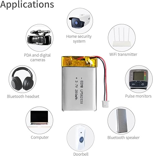 Miniatura 5 de EEMB Batería de polímero de litio 3.7V 280mAh 562030 Lipo Batería recargable con conector Molex de alambre para altavoz Bluetooth Dashcam - Confirma
