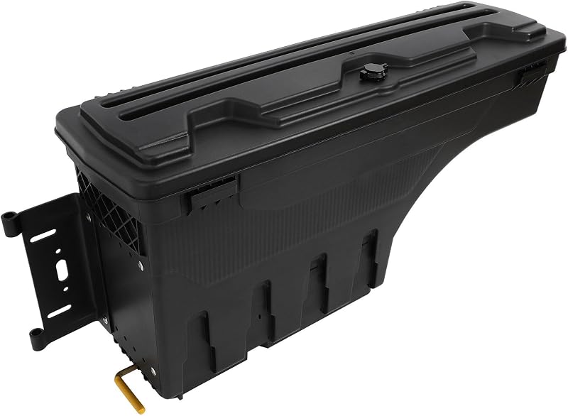 Driver Side Truck Bed Storage Box for Jeep Gladiator 2020-2023 Lockable Wheel Well Tool Box Waterproof and Durable ABS Tool Box