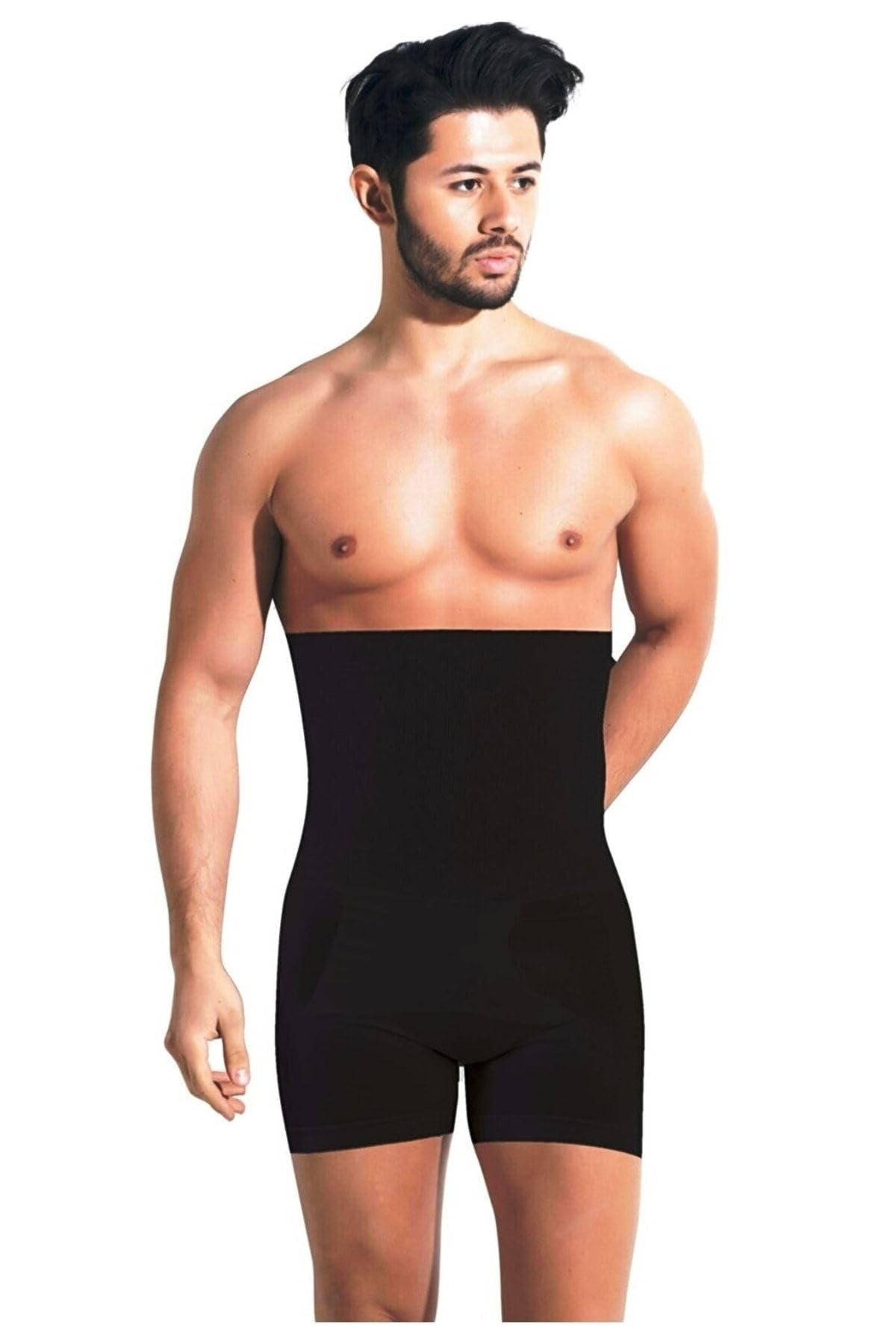 Erkek Fitness Toparlayıcı inceltici Ve Sıkılaştırıcı Boxer Korse (Siyah, L/XL)