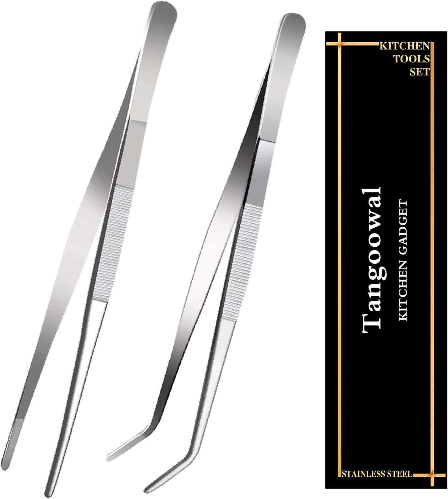 12 Inch Stainless Steel Tongs with precision serrated tips for surgical & sea food,Heavy Duty Tongs for Cooking Crafting Repairing