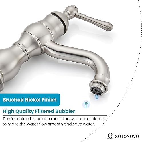 Miniatura 6 de gotonovo Grifo de lavabo de baño con 1 agujero, mango único, grifo de tocador giratorio de 360, grifo mezclador de lavabo a juego con