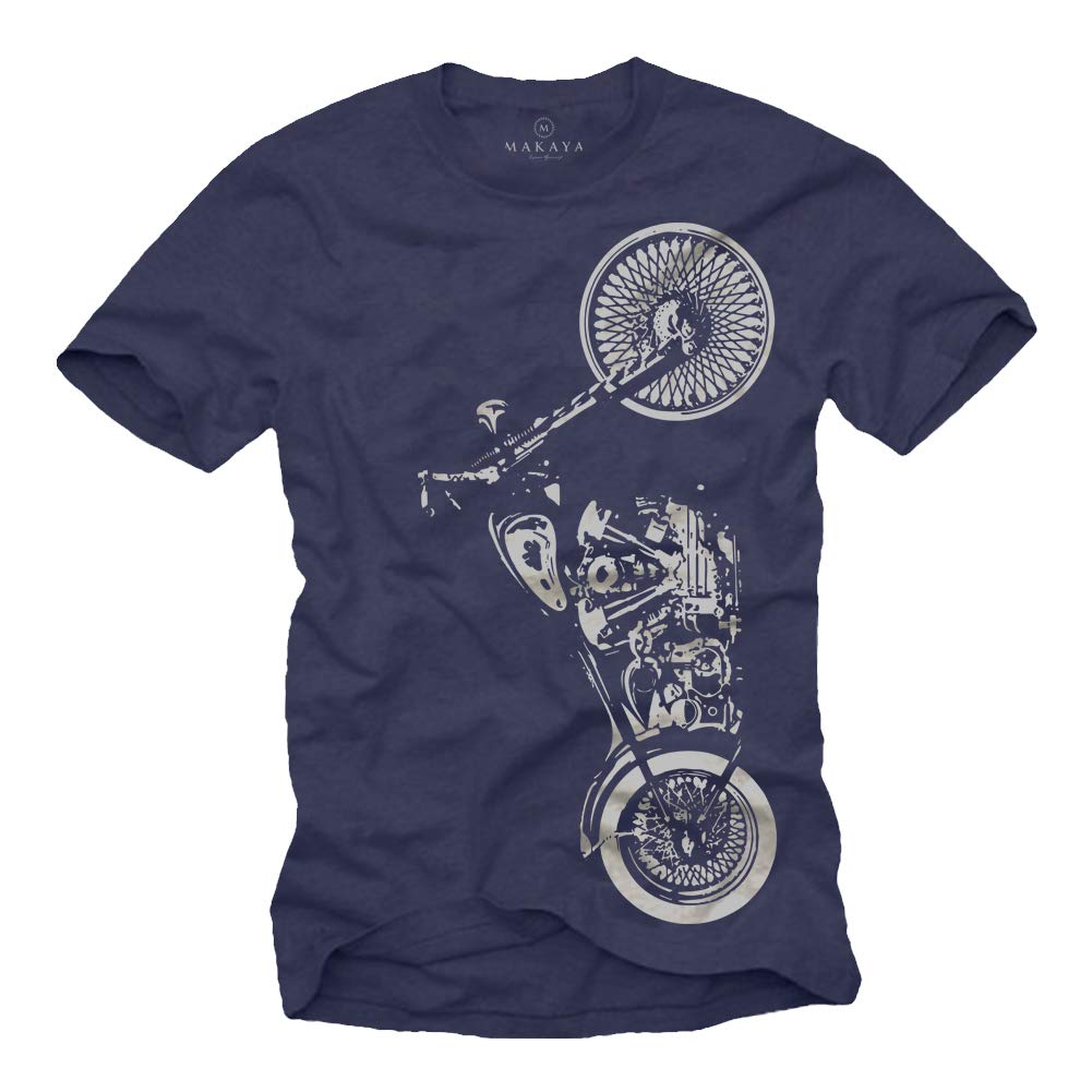 MAKAYA Motorbike Accessories for Men - Motorcycle T-Shirt Blue Size XXXL