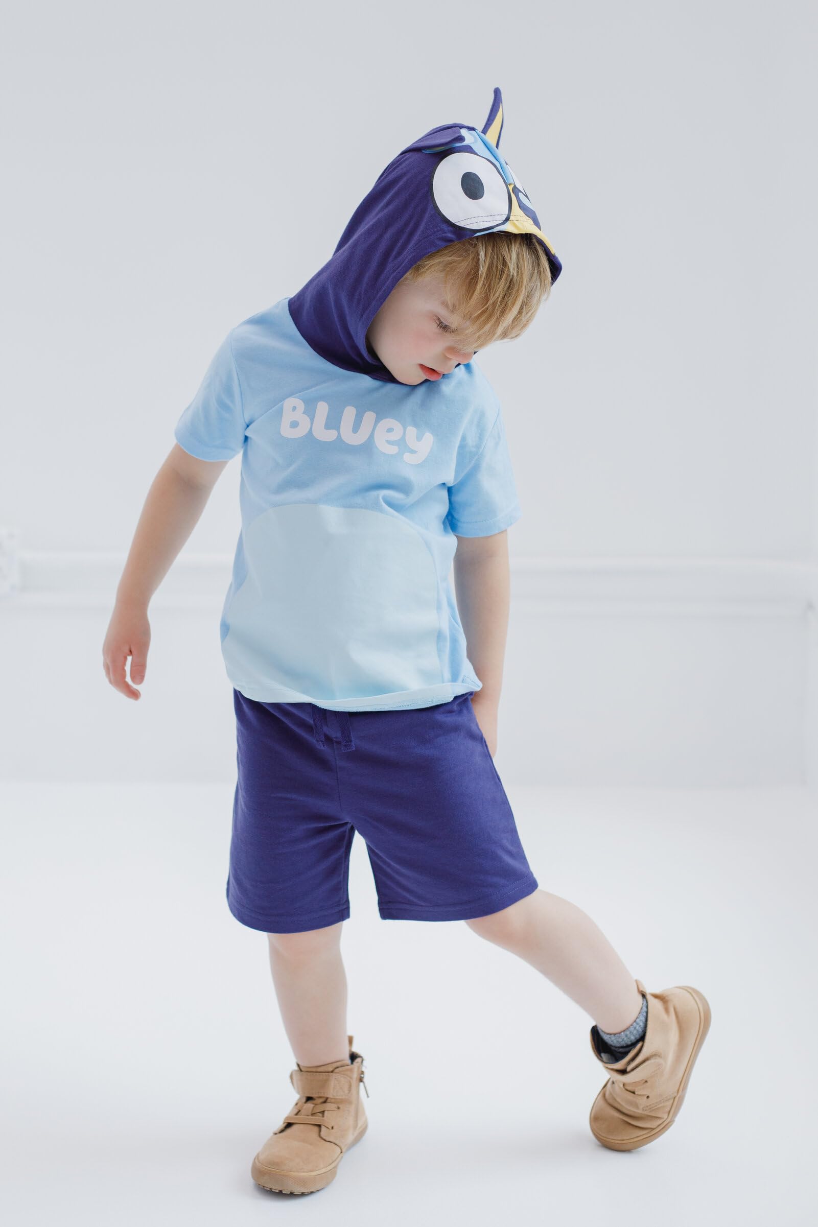 Bluey Little Boys Hooded Cosplay T-Shirt and French TerryShorts Outfit Set 6