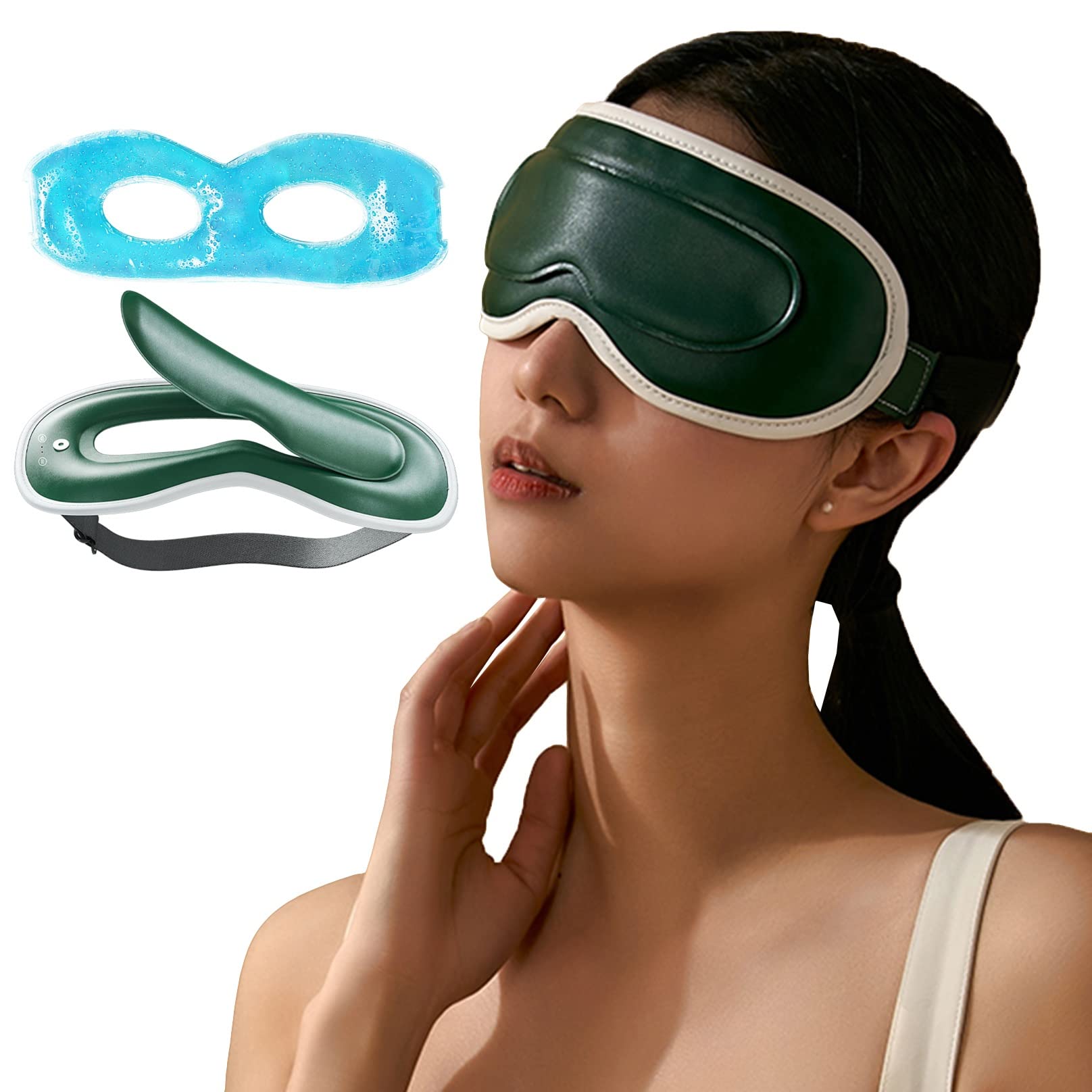 Visual Eyes Compress Mask with Heat Cooling Relief Eye Fatigue Hot Sleeping Mask Eye Massager with Temperature Timer
