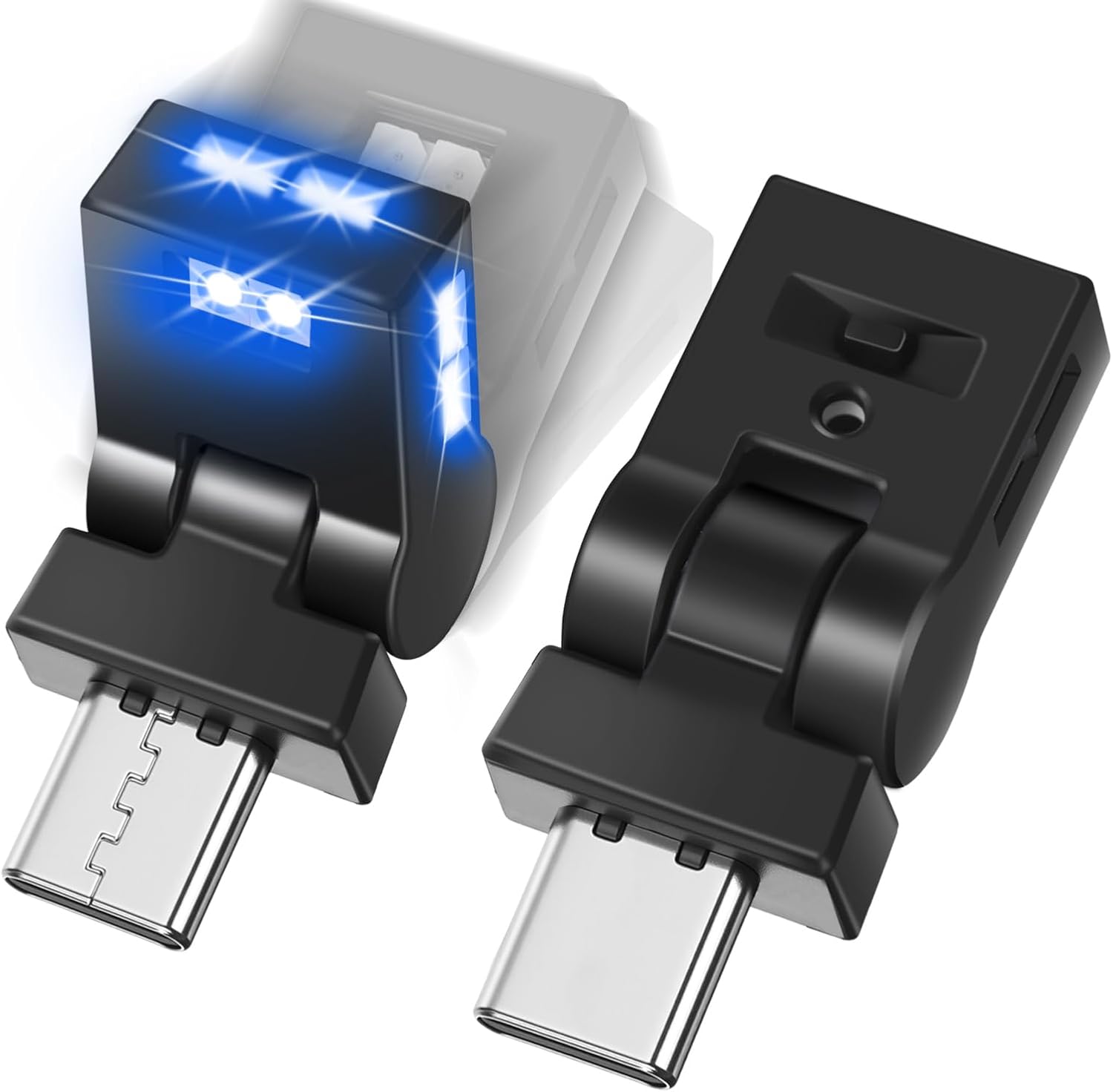 Frienda 2 Pcs Mini USB LED Light Car LED Interior Lighting 5v RGB Foldable Lighting Adjustable 8 Color and Brightness Smart USB Night Lamp for Cars Laptop Keyboard (Manual Switch USB-A)