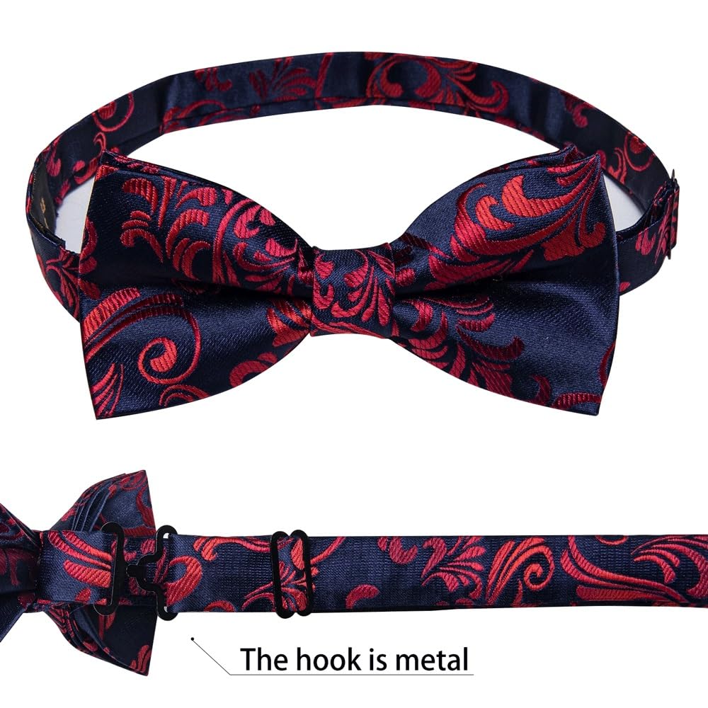 JFDBGU Floral Bow Ties Silk Pre-tied Adjustable Cravat Cufflinks Brooch Pin Set Man Tie Knot