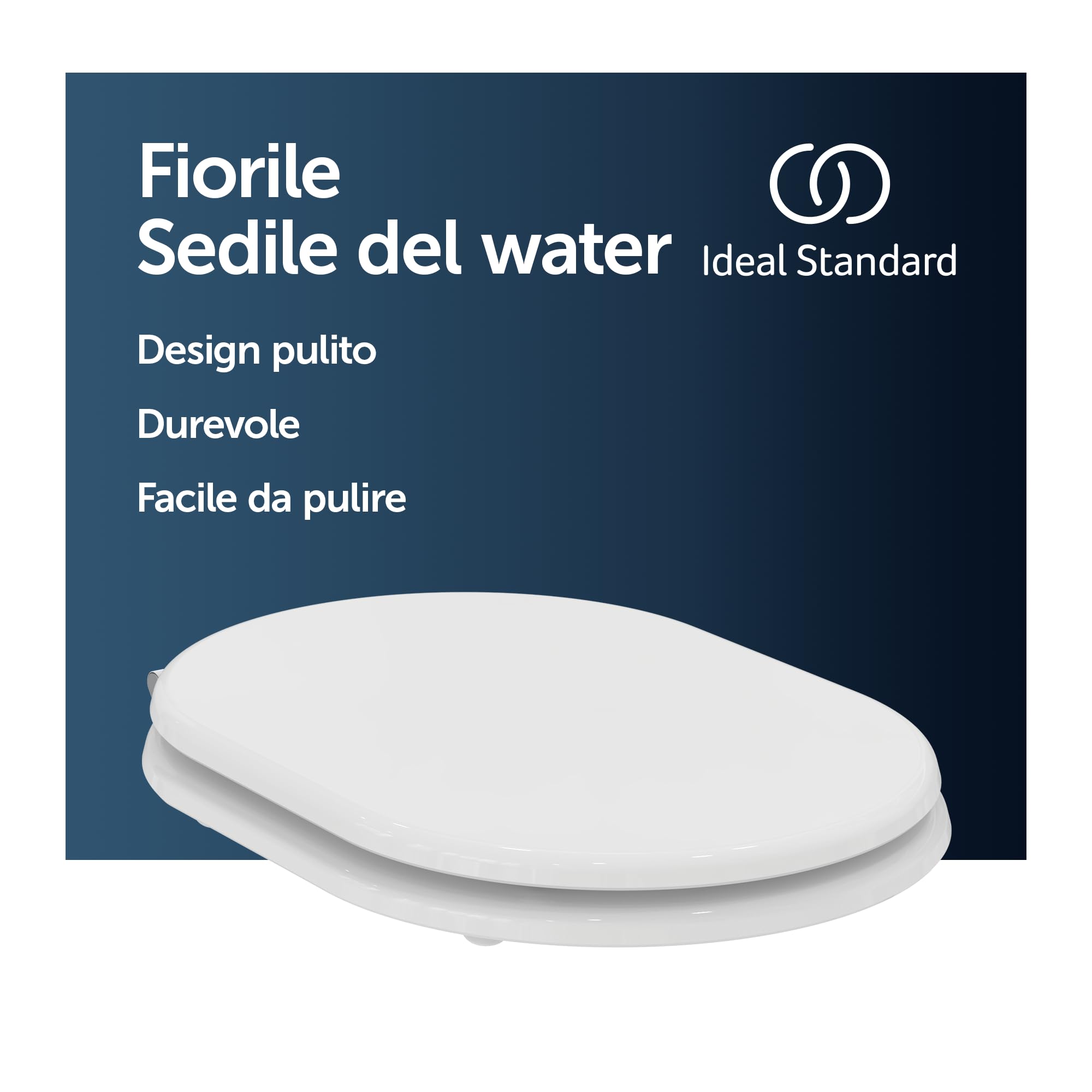 Ideal Standard Fiorile Sedile WC, forma arrotondata, Sedile del water resistente, incluso set di cerniere per una facile installazione, realizzato in materiale robusto – Bianco (345x475 mm)