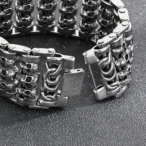 Men's Gothic Skull Bracelet 316L Stainless Steel Chain Bracelet for Men Heavy Duty Biker Bracelets Prefer for Motorcycle-Inspired Jewelry2