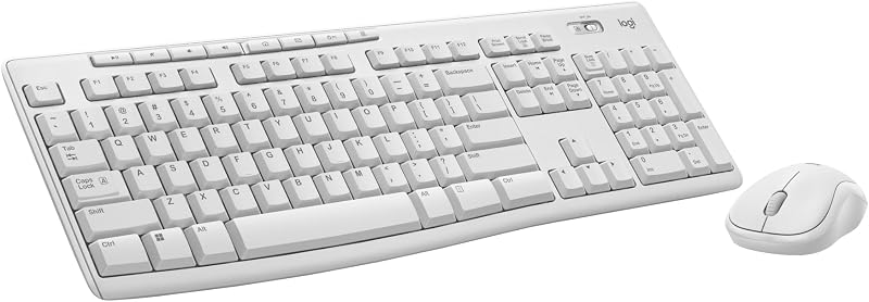 Combo de teclado y mouse inalámbricos de tamaño completo MK270 - Blanco roto | Teclado de tamaño completo con diseño resistente a derrames, mouse compacto ambidiestro, conexión mediante un único nanorreceptor USB-A incluido