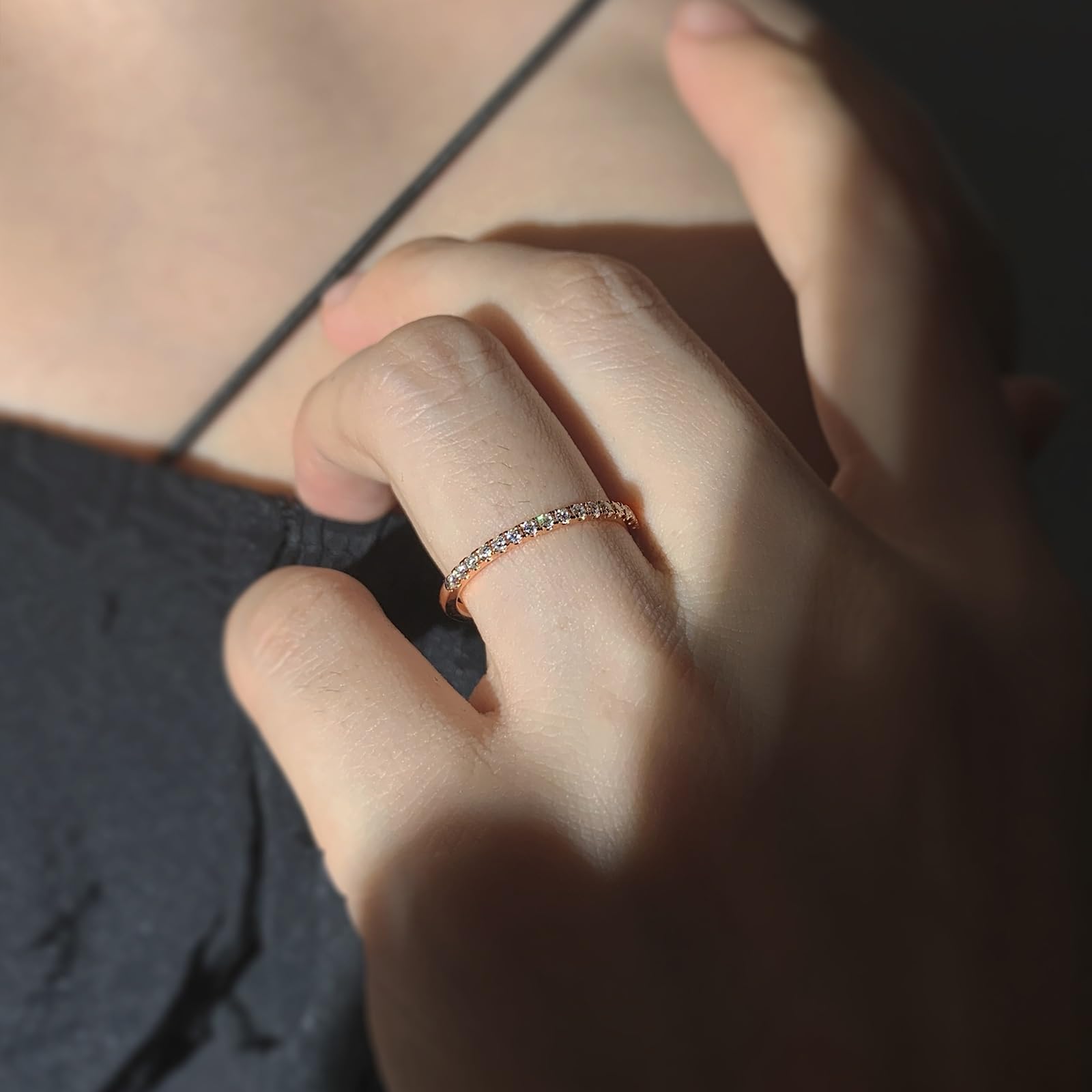 Anillo de boda para mujer, diseño de rosa, 18 K, apilable, con corte redondo, tamaño 66 (21.0)