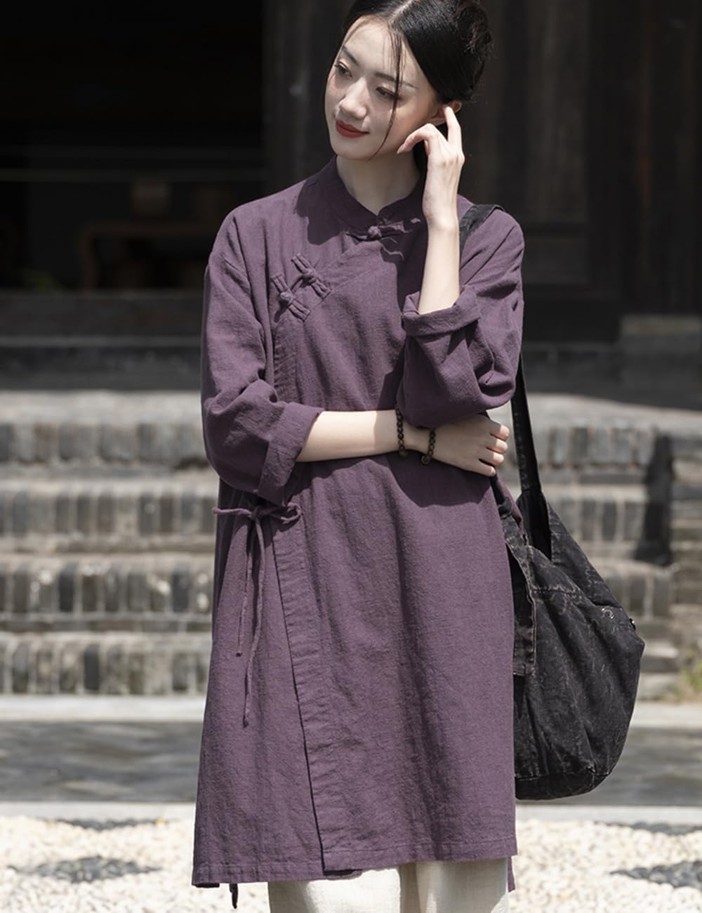 Women's Tunic Shirt Long Sleeve Cotton Linen High Low Retro Chinese Loose Fit Zen Costume Tops Shirts