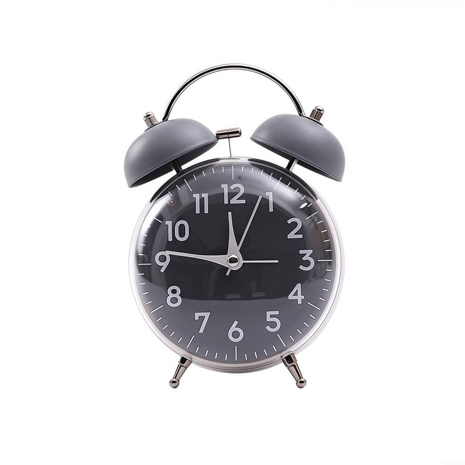 Vintage-Tischwecker aus Metall mit Zwei Glocken und lautem Nachtlicht for Zuhause, Büro, Studentenwohnheim oder Nachttisch wecker analog(Grey)