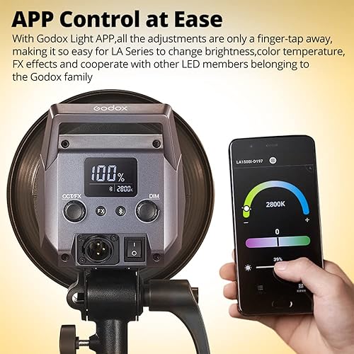 Miniatura 4 de Godox Luz de video LA200D, 230 W, 5600 K, CRI 96+ TLCI 97+, 8 efectos FX, compatible con la aplicación Godox Light para fotografía de retrato de