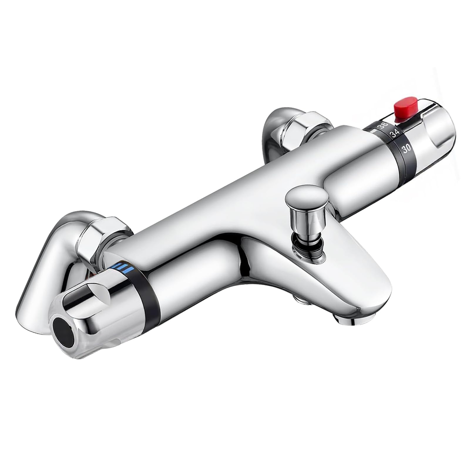 Thermostatic Bath Shower Mixer Tap, Solid Brass Thermostatic Bathtub Shower Mixer Bar Valve with Temperature Control, Modern Chrome Deck Mounted Bath Tub Taps (G-3/4)