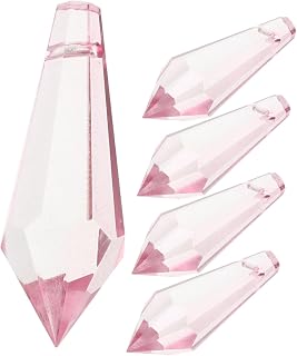 iplusmile 5 Piezas Colgante de Cristal Perlas de lágrima Cuentas atrapasoles Decoración Colgante Piezas de araña decoración de la lámpara Colgante Prisma de Ventana Vidrio Rosa