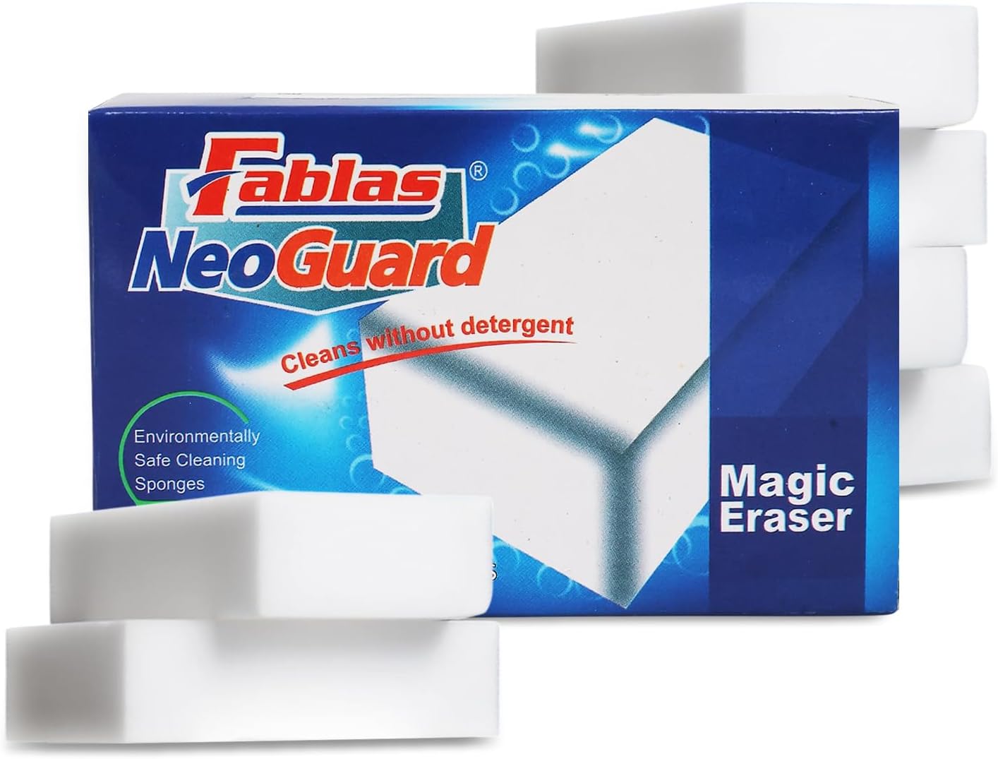 Fablas Neo Guard Melamine Magic Eraser | Chemical Free Multipurpose Nano-tech Magic Foam | Home, Kitchen, Bathroom Taps, Wall Glass Stains, Sneakers Cleaning Sponge (Pack of 6 Pcs)
