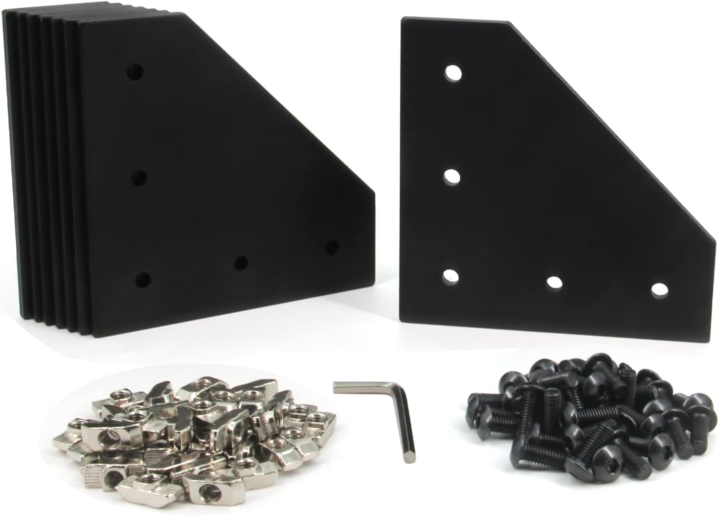 8PCS Corner Bracket Plate Outside Joining Plate for 4040 Series Aluminum Profile 3D Printer Frame (L-Black-4040)