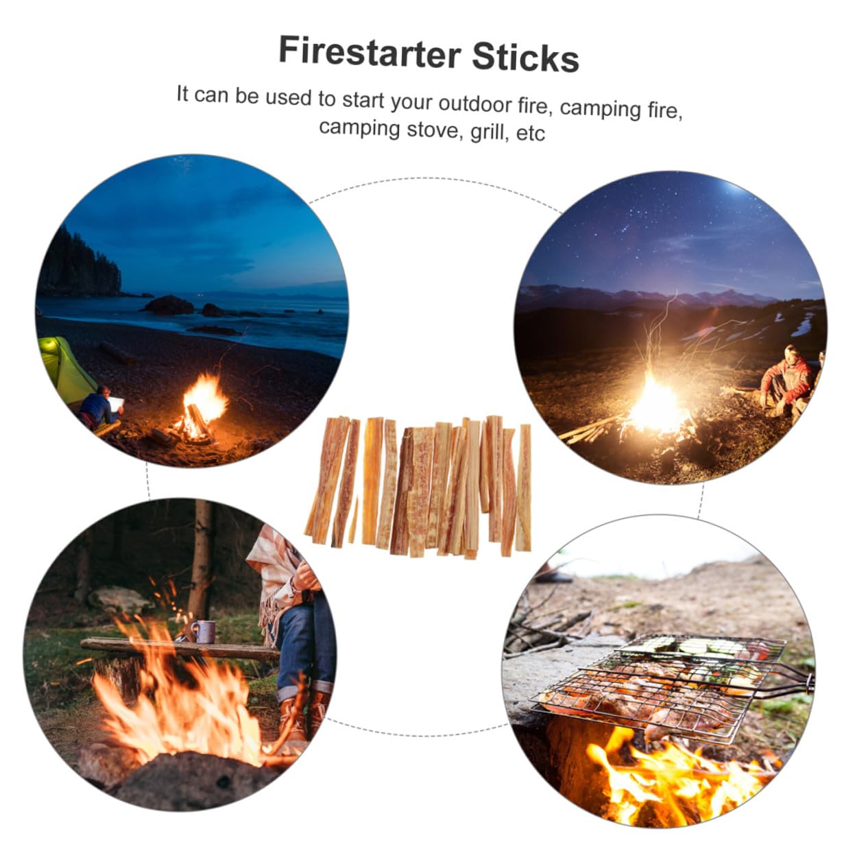 Allume-Feux Bois Naturel Séché Kit Portable pour Camping Barbecue Cheminée Extérieur Pratique