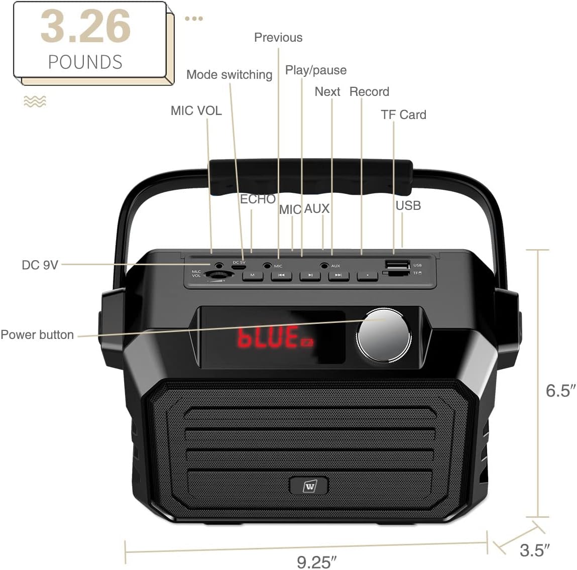 WinBridge Wireless Voice Amplifier, Speaker with Wireless Headset Microphone, Portable PA System Wireless Microphone for Teachers Classroom, Features Echo| Bluetooth| FM| Recording| TWS H5