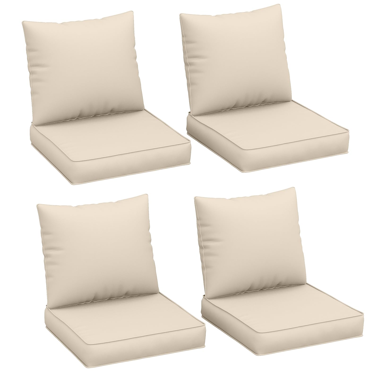 UDPATIO Outdoor Cushions for Patio Furniture, 4 Seat Replacement Cushions for Outdoor Furniture, Water-Resistant Outdoor Sectional Cushions for Sofa Couch Chair(Cream)