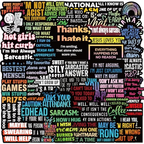 55Pcs Oppose Satire.Stickers - Funny Stickers for Adults with Snarky, Humorous Quotes for Water...
