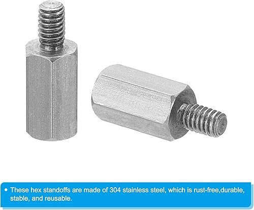 Miniatura 4 de PATIKIL M2.0.197x0.315 in+0.157 in Macho-Hembra Hex Standoff, paquete de 20 tornillos de acero inoxidable para placas base, cajas de computadoras,