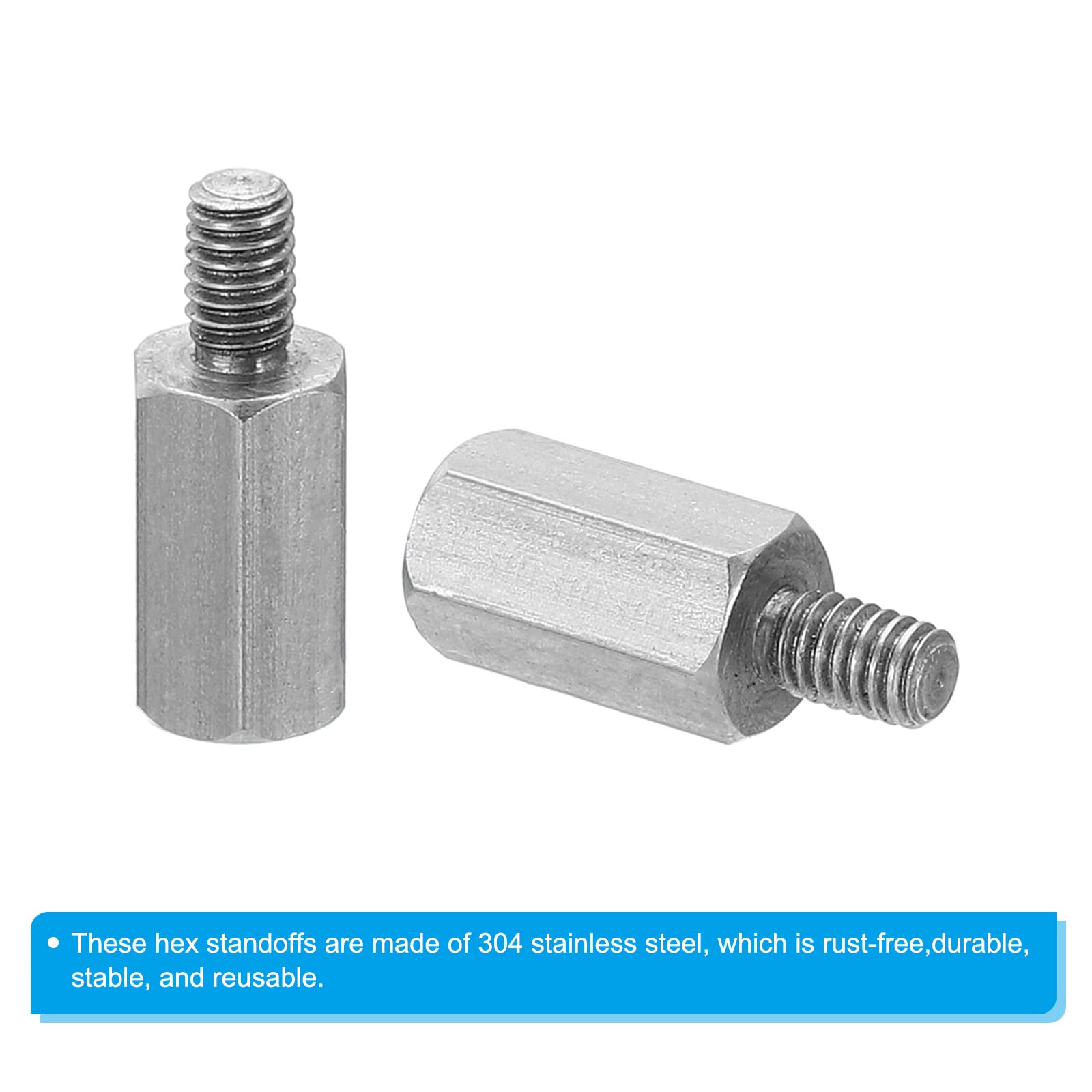 PATIKIL M2.5x8mm+4mm Male-Female Hex Standoff, 20 Pack Stainless Steel PCB Standoffs Screws for Motherboards Computer Cases - Image 4