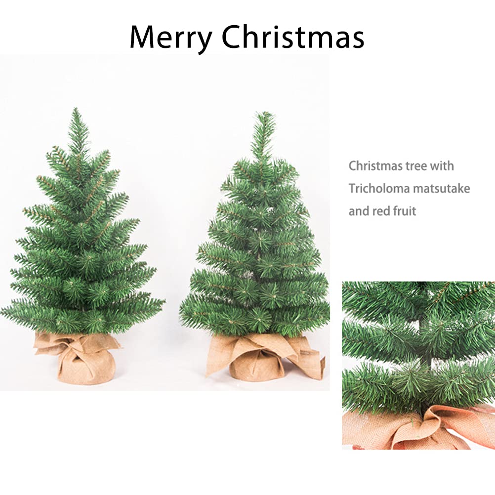 Mini Sapin de Noël Artificiel de 60 Cm avec Base en Lin, pour Fenêtre, Réunion de Famille, Jardin