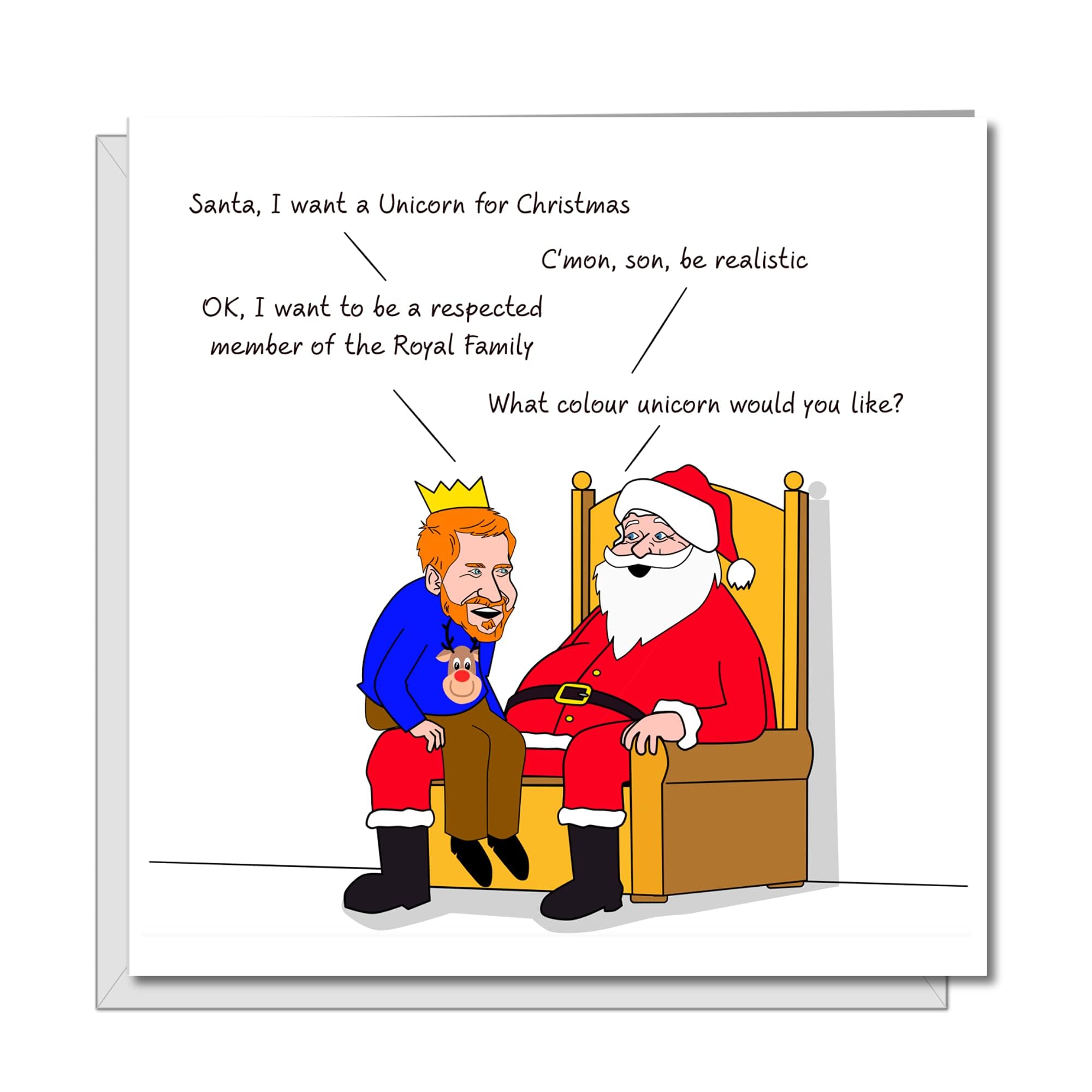 Swizzoo10 pcs Multipack - Royal Family Respect Joke, Harry with Santa Claus Card for Family or Friends - Funny Christmas Card 2023 - Funny Xmas Cards Handmade