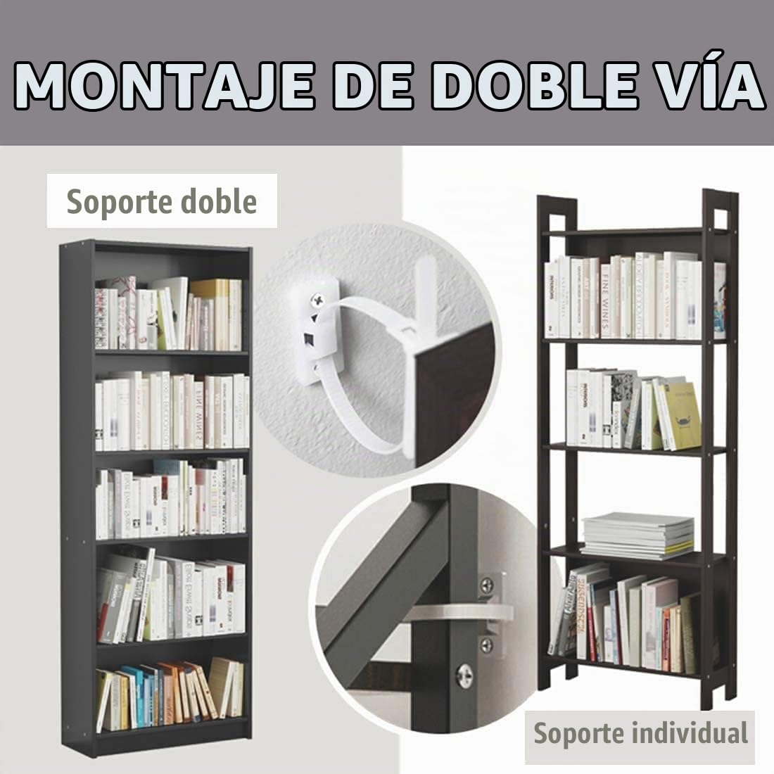 Cerraduras de Seguridad para Niños, 12 juegos Anclaje Armario Pared de Nylon & Seguridad Bebe Kit Anclar Muebles, Anclaje Antivuelco Correas para Muebles para Protección de Bebés y Mascotas
