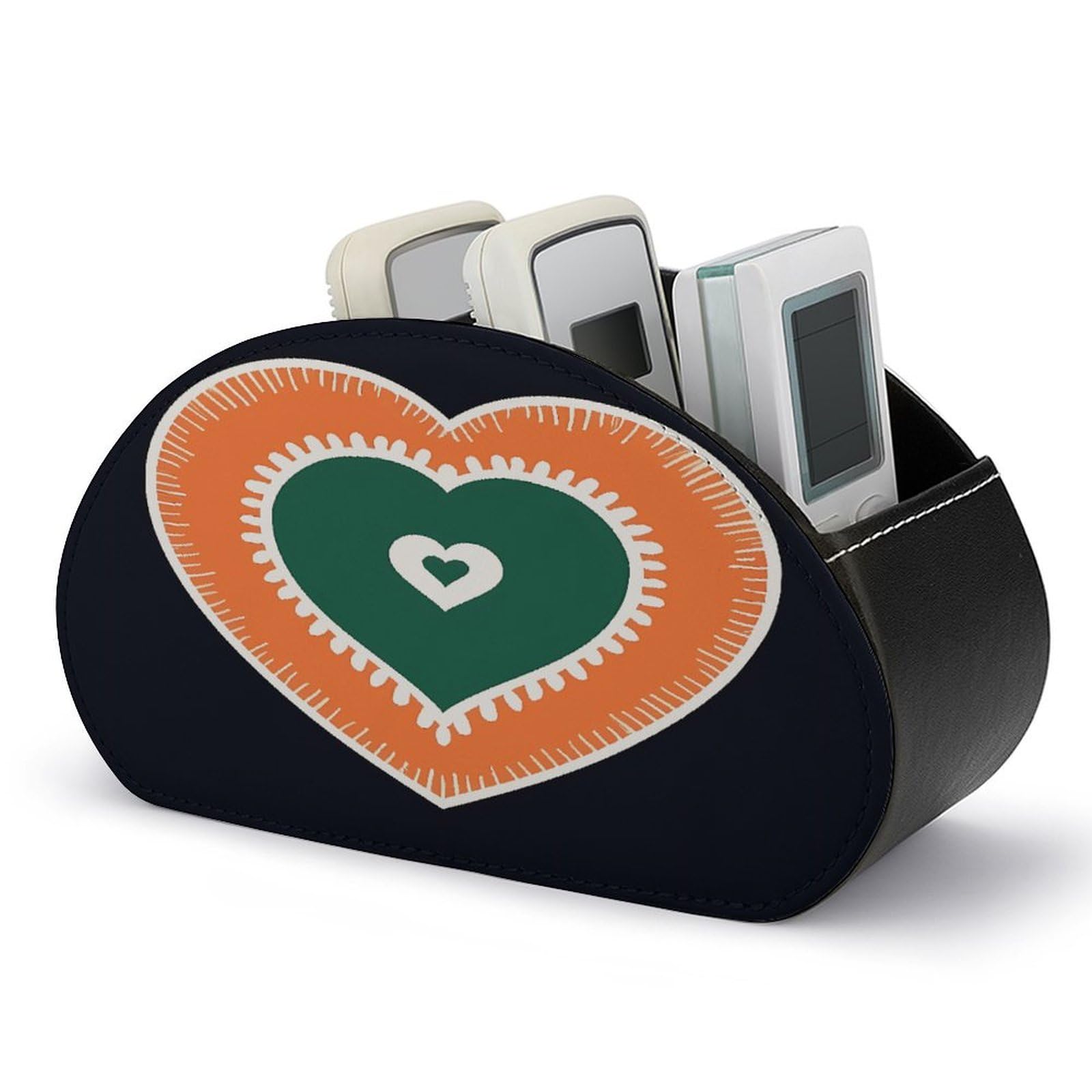 Btcowzrv Style Heart On Black Background Remote Control Holder With 5 Compartments