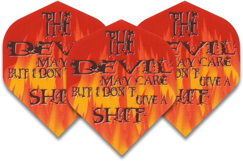 RED DRAGONDevil May Care Standard Dart Flights - 5 sets per pack (15 flights in total) & Red Dragon Checkout Card