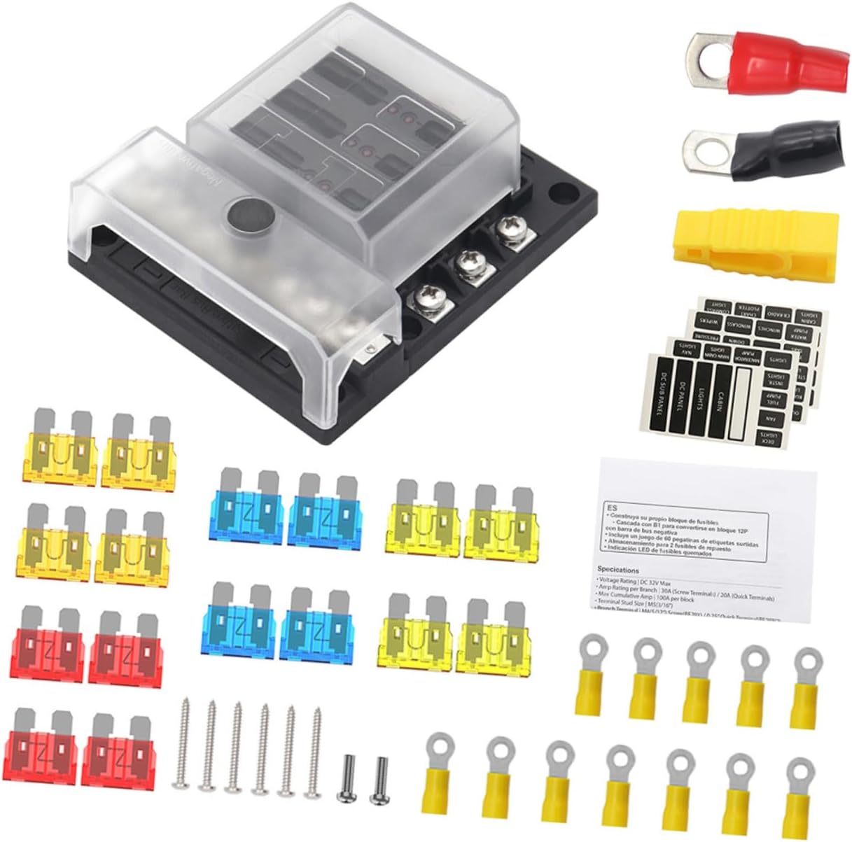 Marine Fuse Block 1 Set 6 Way Fuse Box Fuse Block Fuse Organizer Fuse