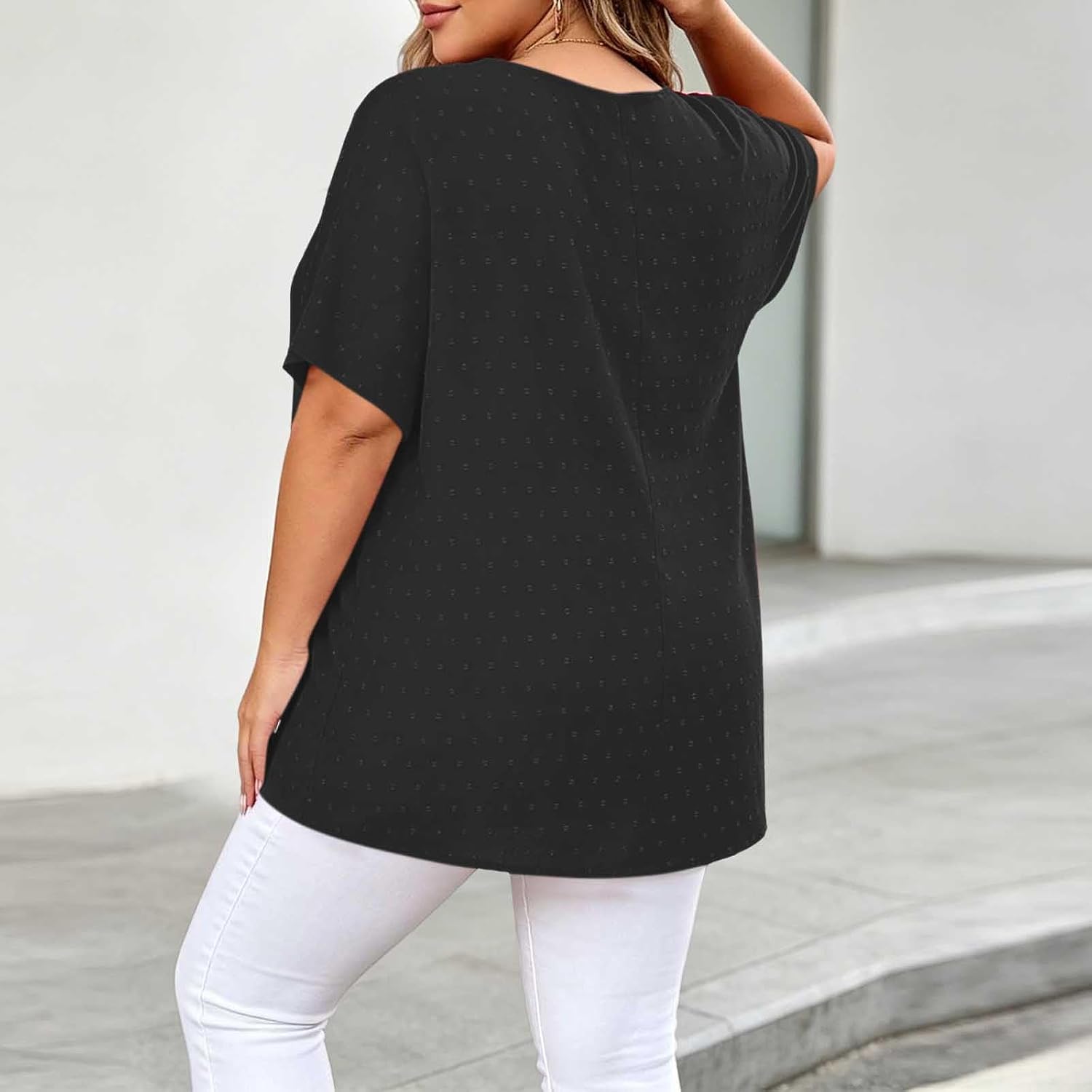 Women's Plus Size Tunic Top Oversized V Neck Short Sleeve T Shirts Loose Fit Casual Summer Blouses for Fat Women