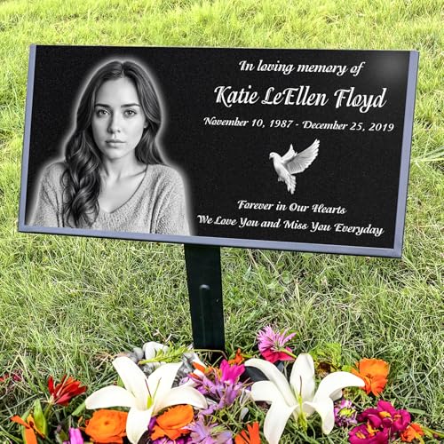 Jiniansh Personalized Memorial Stones, Grave Marker for Humans, Granite Headstone for Graves,Memorial Plaques for Outdoors,Cemetery Decoration, Tombstone Marker